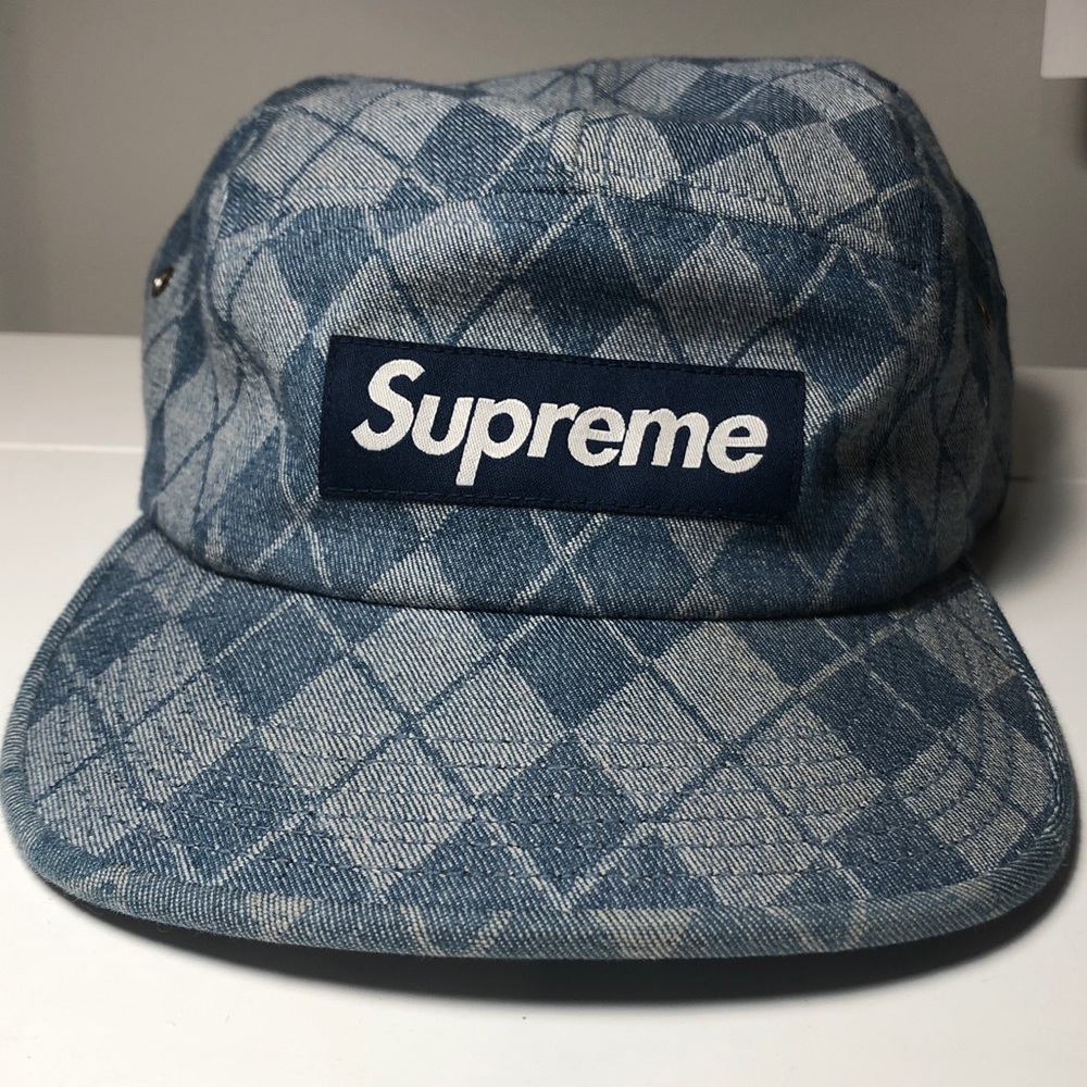 Supreme Denim Argyle Camp Cap